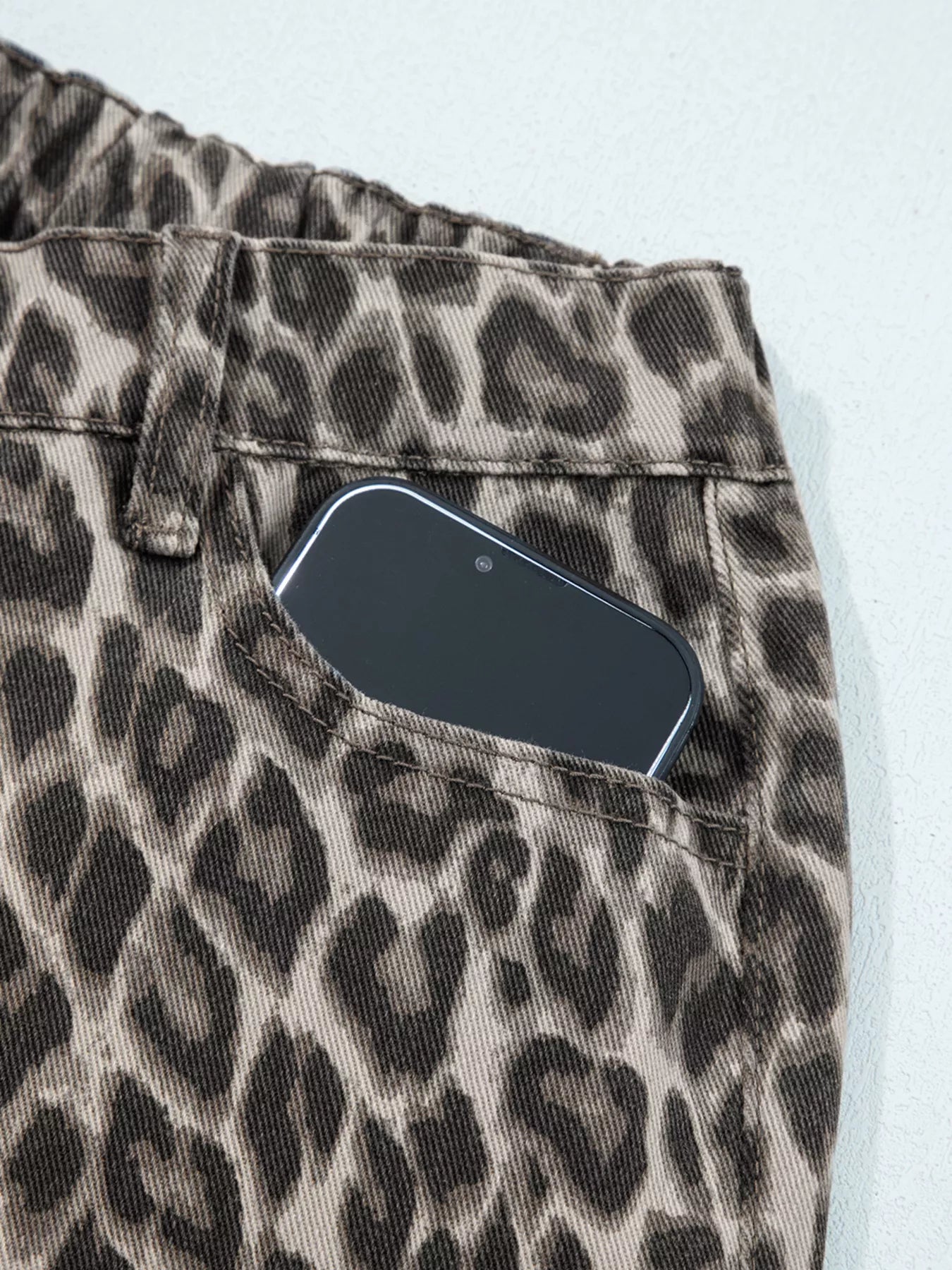 Leopard Straight Loose Leg Jeans - Tigbul's Variety Fashion Shop