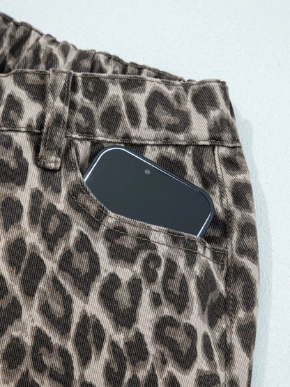 Leopard Straight Loose Leg Jeans - Tigbul's Variety Fashion Shop