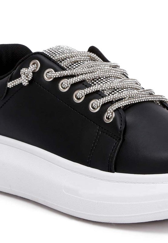 Jaxen Rhinestones Lace Up Sneakers - Tigbuls Variety Fashion