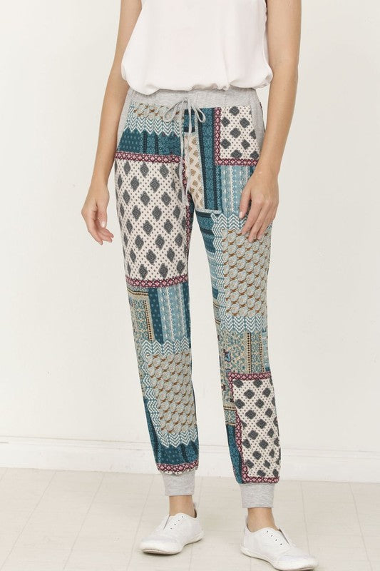 Plus Quilted Print Joggers - Tigbul's Variety Fashion Shop