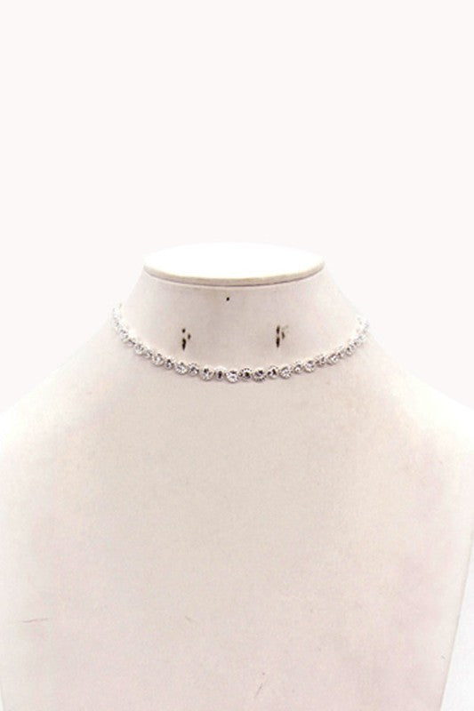 ANGELIC ROUND CUT RHINESTONE CHOKER NECKLACE - Tigbul's Variety Fashion Shop