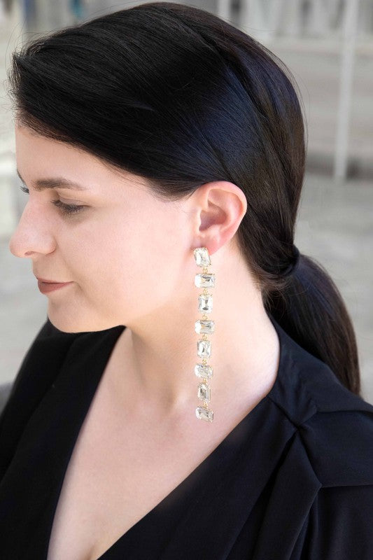 Faux Diamond Long Dangle Earrings 5" - Tigbuls Variety Fashion