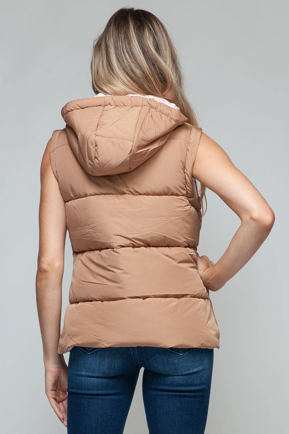 Snobbish Snap and Zip Closure Hooded Vest - Tigbul's Variety Fashion Shop