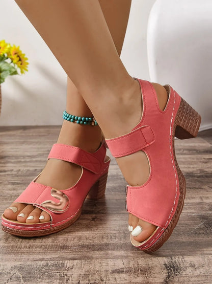Open Toe Block Heel Sandals - Tigbul's Variety Fashion Shop