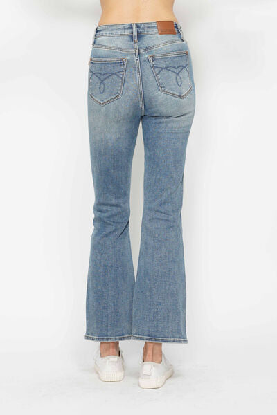 Tummy Control Back Embroidered Pocketed Bootcut Jeans | Tigbuls