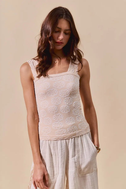Two Tone Floral Seamless Tank Top - Tigbul's Variety Fashion Shop