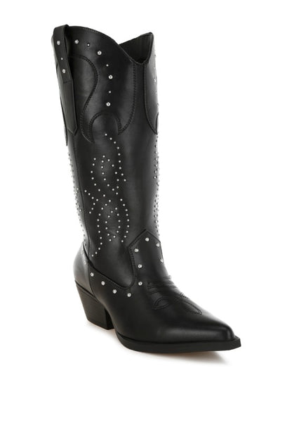 Dockery Studs Embellished Cowboy Boots - Tigbul's Variety Fashion Shop