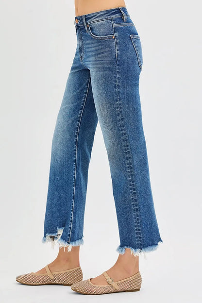 RISEN Full Size Mid Rise Crop Straight Jeans Plus Size - Tigbul's Variety Fashion Shop