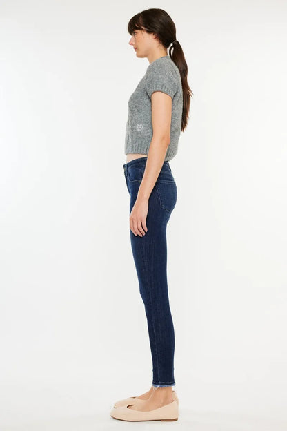 Kancan High-Rise Slim Fit Raw Hem Ankle Jeans - Tigbul's Variety Fashion Shop