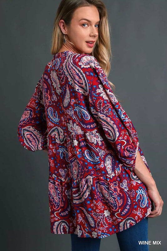 Umgee Mix Paisley Boho Tunic Blouse - Tigbul's Variety Fashion Shop