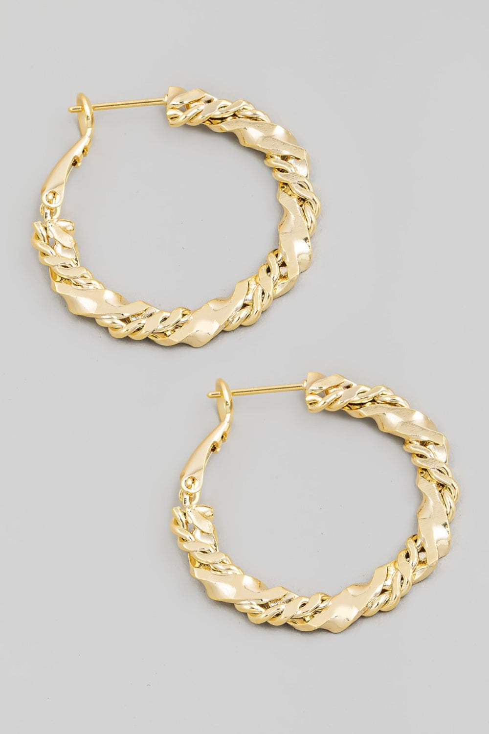 Fame Double Twist Chain Latch Hoop Earrings - Tigbul's Variety Fashion Shop