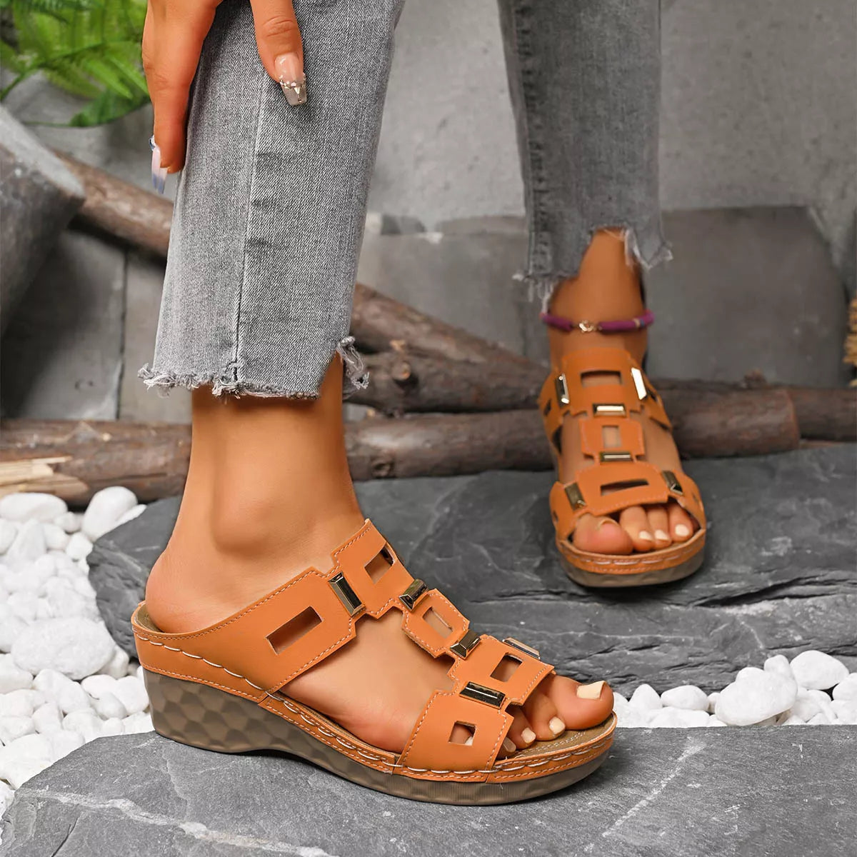 Women's Open Toe Wedge Sandals - Tigbul's Variety Fashion Shop