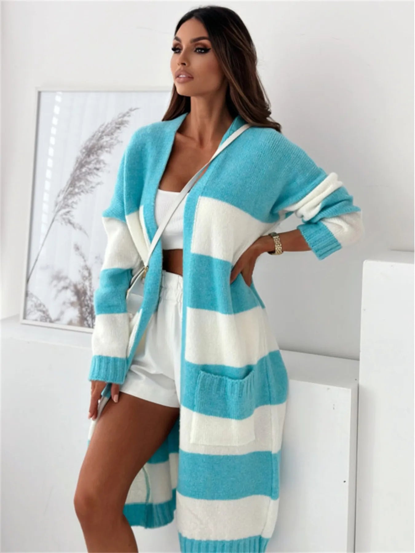 Color Block Open Front Cardigan - Tigbul's Variety Fashion Shop