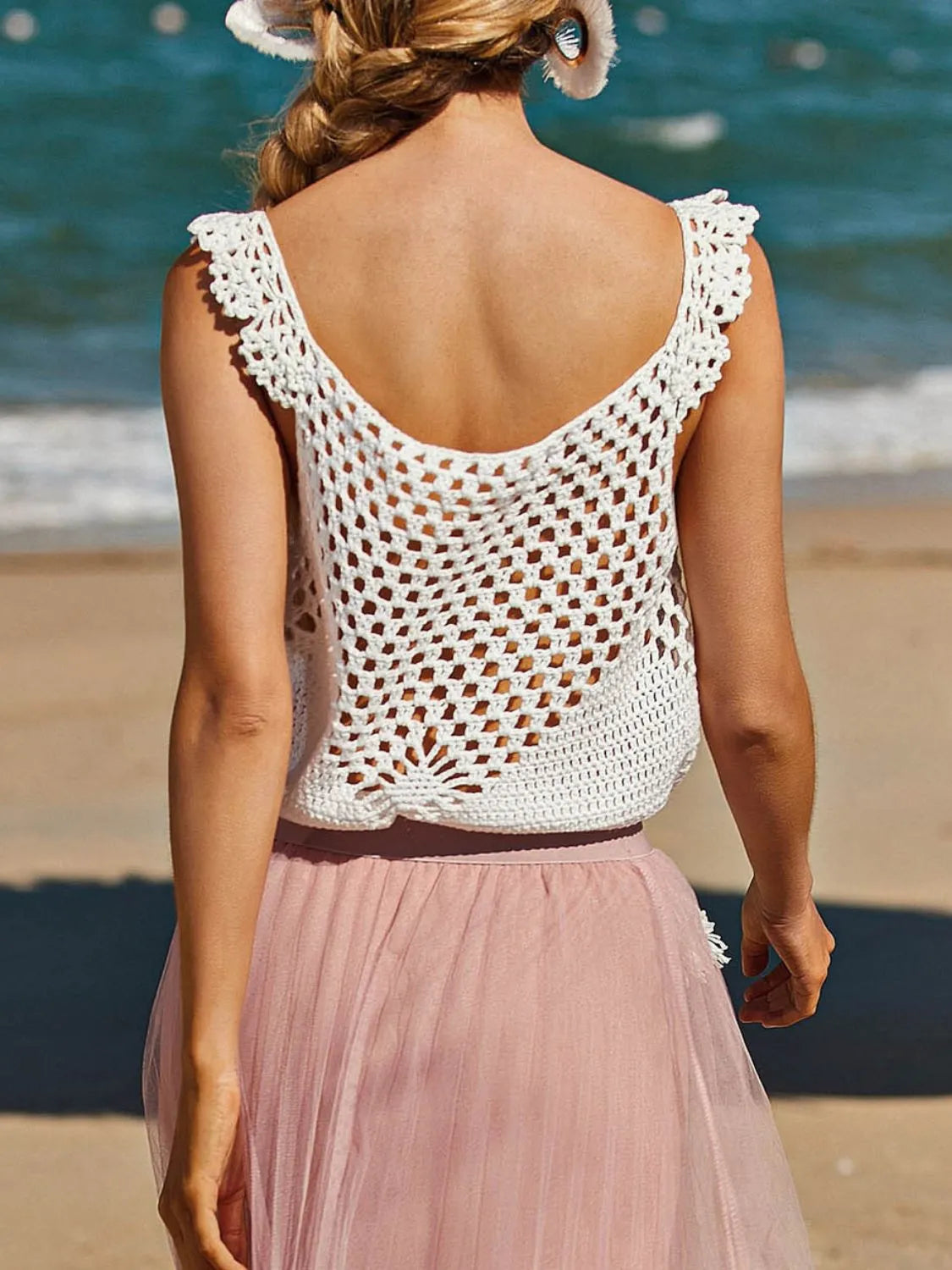 Tassel Openwork Sleeveless Knit Cover Up - Tigbul's Variety Fashion Shop