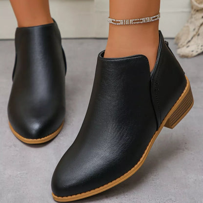 Women's Point Toe Block Heels Boots - Tigbul's Variety Fashion Shop