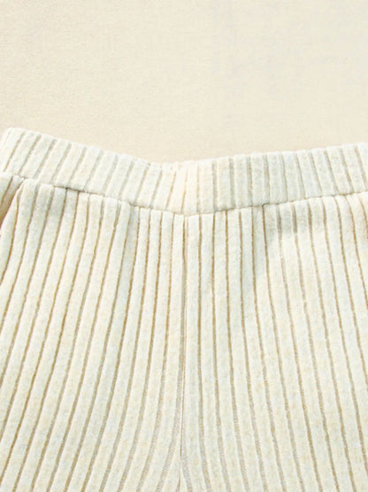 Ribbed Knit V-Neck Top and Pants Lounge Set - Tigbul's Variety Fashion Shop