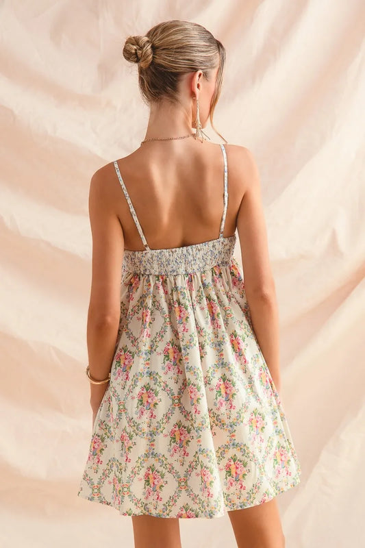 SO ME Mixed Floral Print Sleeveless Mini Dress - Tigbul's Variety Fashion Shop