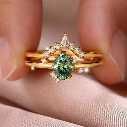 1 Carat Moissanite 925 Sterling Silver 2 Piece Ring - Tigbul's Variety Fashion Shop