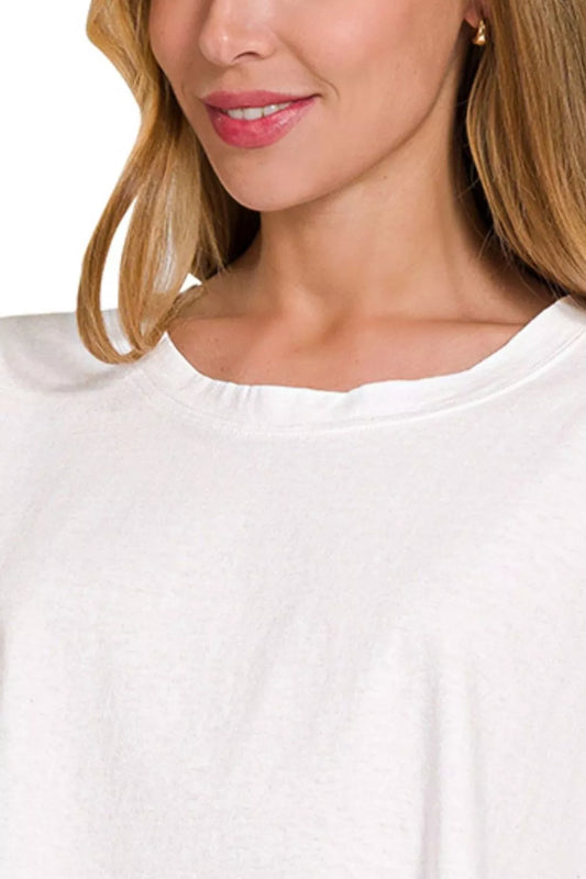 Zenana Premium Cotton Oversized Round Neck Box T-Shirt - Tigbul's Variety Fashion Shop