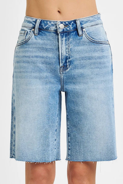 RISEN High Rise Bermuda Denim Shorts - Tigbul's Variety Fashion Shop