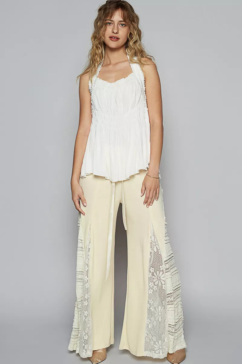 POL Backless Halter Sleeveless Top with Smocking Shirring Detail - Tigbul's Variety Fashion Shop