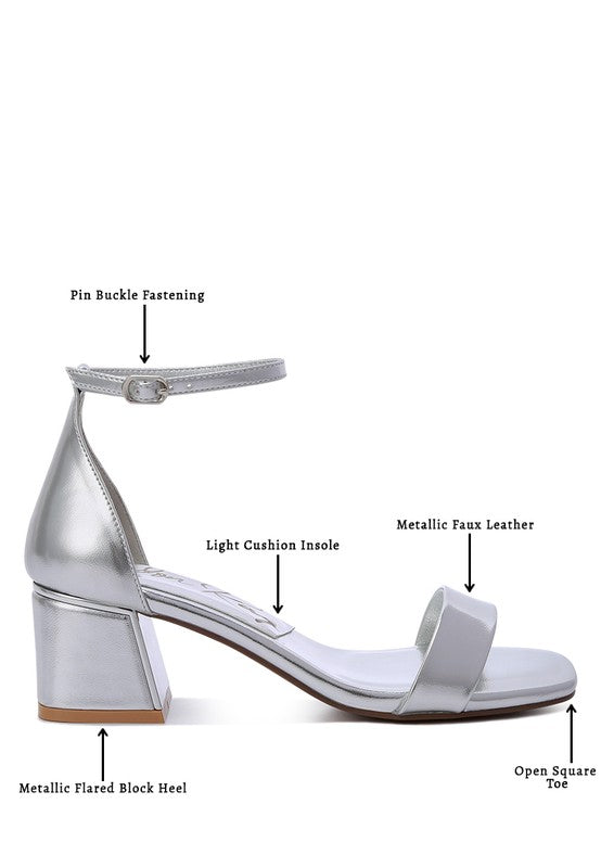 Makena Metallic Block Heel Sandals - Tigbul's Variety Fashion Shop