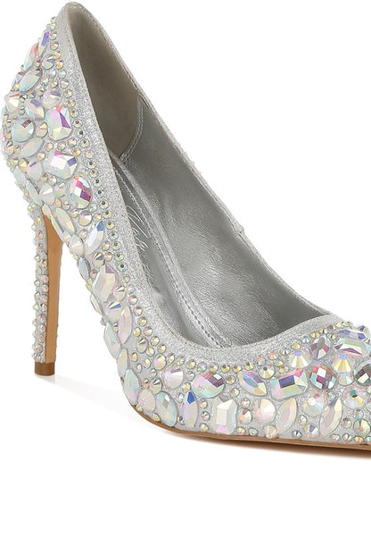 Iceout Diamante & Rhinestone Embellishments Pumps - Tigbul's Variety Fashion Shop