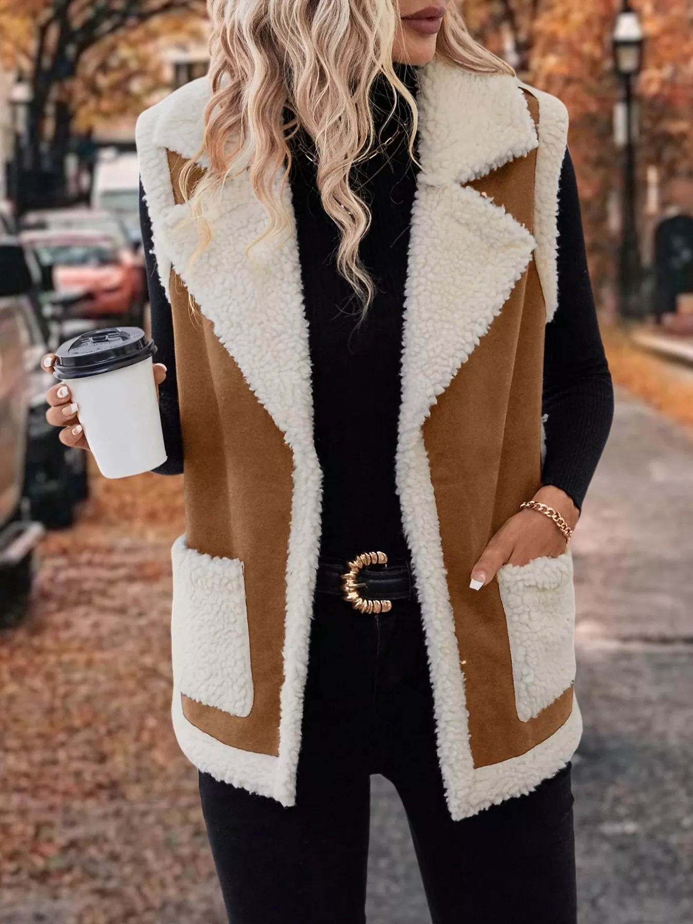 Open Front Vest Coat with Pockets - Tigbul's Variety Fashion Shop