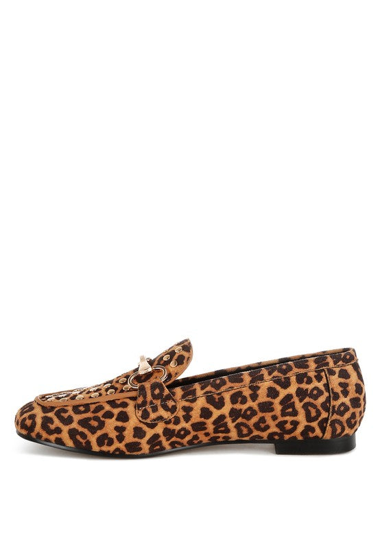 Meopa Horsebit Studs Leopard Print Loafers - Tigbul's Variety Fashion Shop