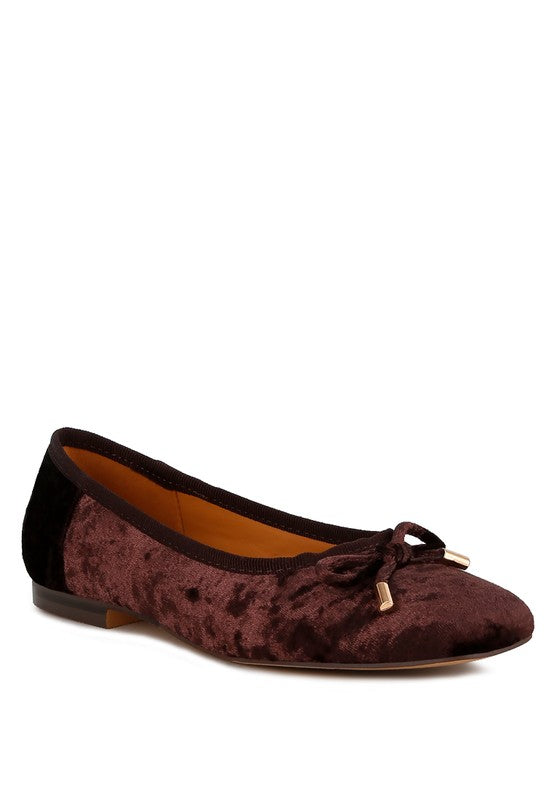 Buckrose Velvet Bow Ballerinas - Tigbul's Variety Fashion Shop