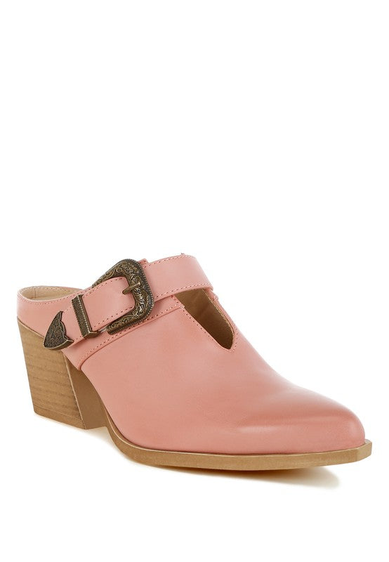 Holler Carved Buckle Statement Mules - Tigbul's Variety Fashion Shop