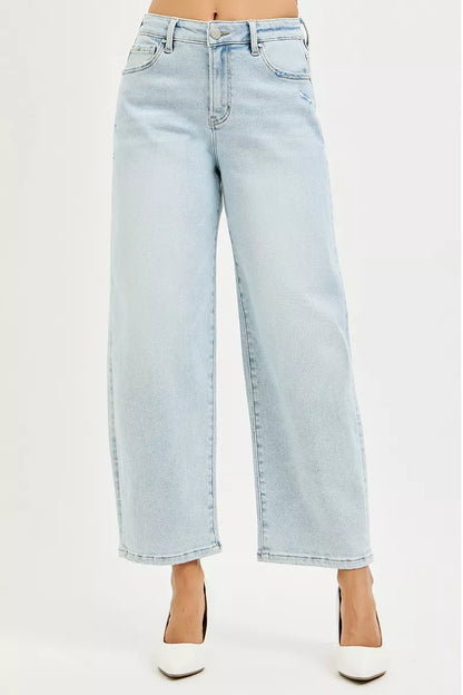 RISEN High Rise Crop Barrel Jeans - Tigbul's Variety Fashion Shop