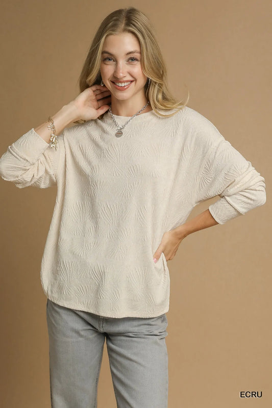 Umgee Textured Knit Long Sleeve Top - Tigbul's Variety Fashion Shop