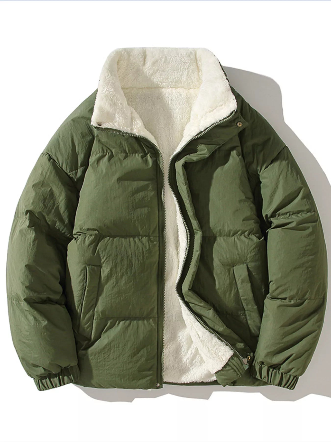 Men's Full Size Zip Up Fleece Puffer Jacket Plus Size - Tigbul's Variety Fashion Shop