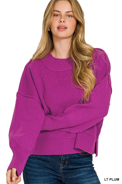 Zenana Wide Neck Band Drop Shoulder Sweater - Tigbul's Variety Fashion Shop