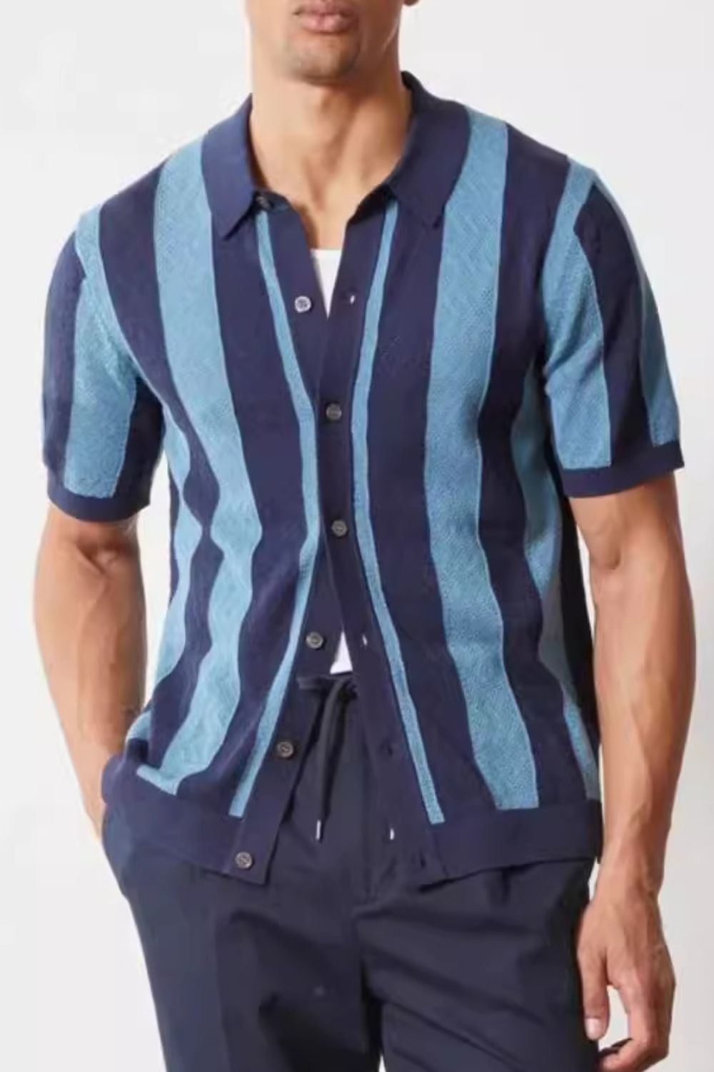 Men's Plus Size Striped Button Down Short Sleeve Shirt - Tigbul's Variety Fashion Shop