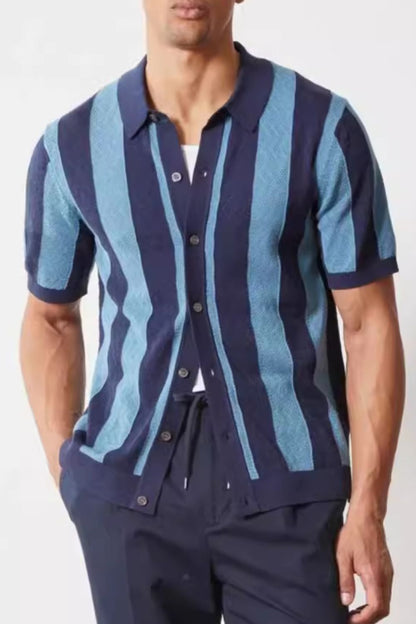 Men's Plus Size Striped Button Down Short Sleeve Shirt - Tigbul's Variety Fashion Shop