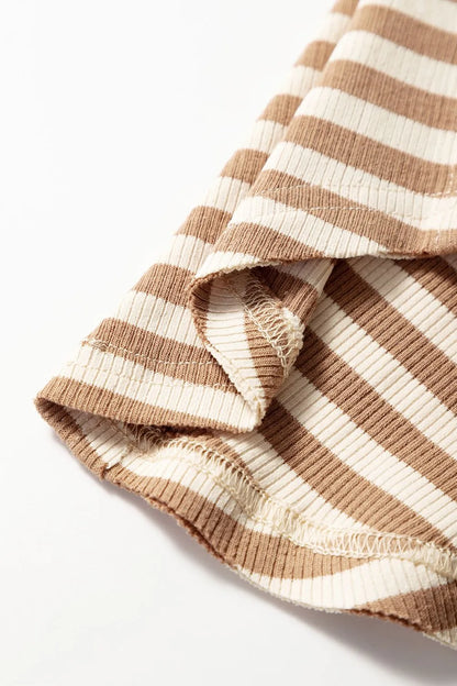 Stripe Exposed Seam Trim Round Neck Sleeveless Top - Tigbul's Variety Fashion Shop