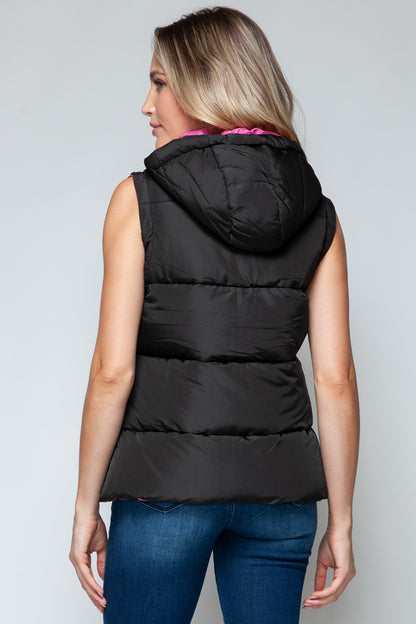 Snobbish Snap and Zip Closure Hooded Vest - Tigbul's Variety Fashion Shop