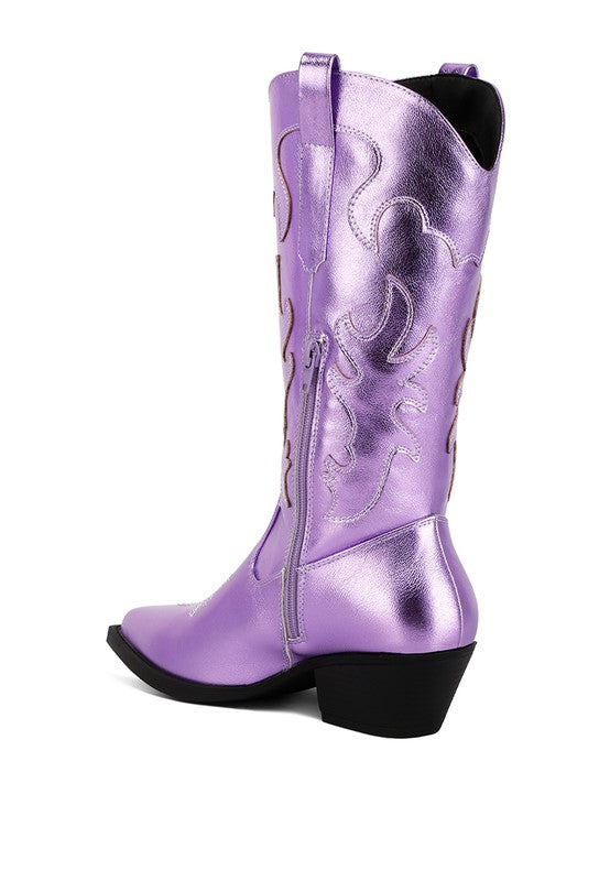 Cowby Metallic Faux Leather Cowboy Boots - Tigbul's Variety Fashion Shop