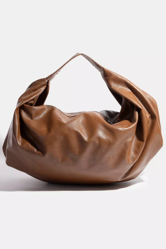 Fame Simple Faux Leather Hobo Shoulder Bag - Tigbul's Variety Fashion Shop