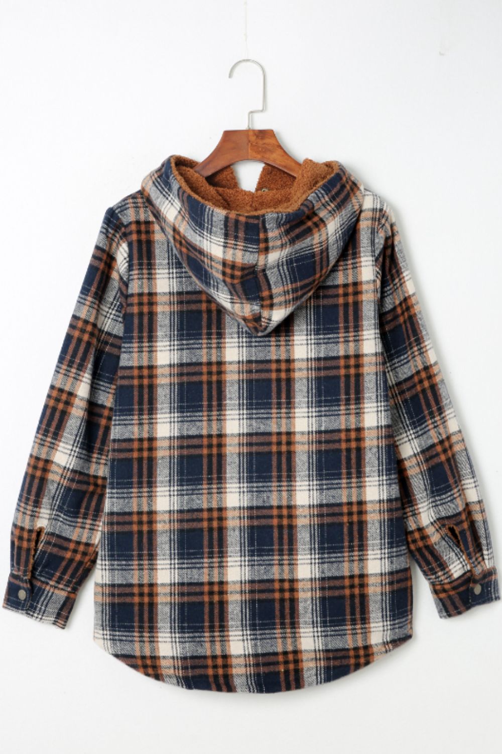 Plaid Button Up Long Sleeve Hooded Jacket - Tigbul's Variety Fashion Shop