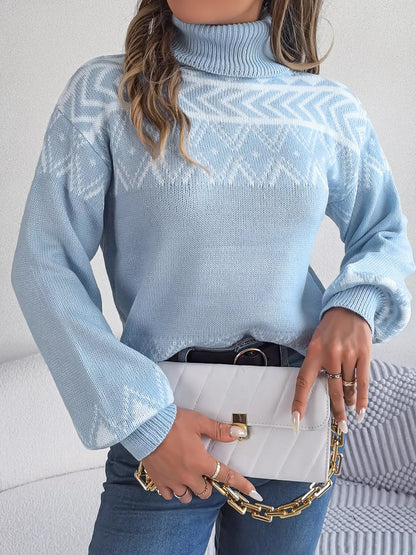 Turtleneck Dropped Shoulder Sweater - Tigbul's Variety Fashion Shop