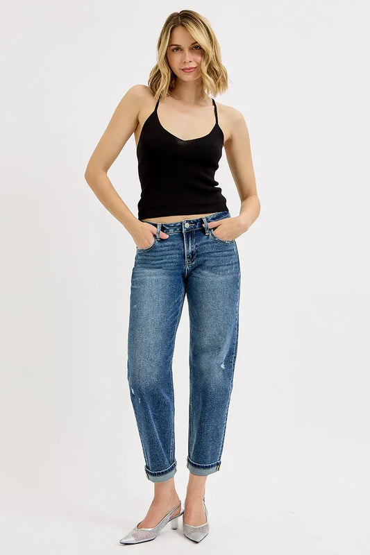 RISEN Full Size Low Rise Crop Boyfriend Jeans Plus Size - Tigbul's Variety Fashion Shop