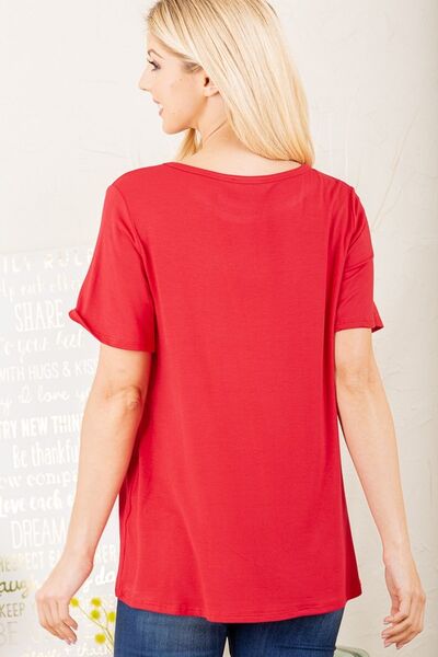 Red Leopard Lip Round Neck Short Sleeve T-Shirt Plus Size - Tigbul's Variety Fashion Shop