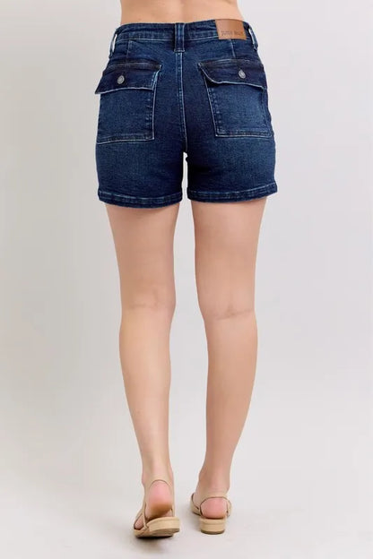 Judy Blue High Waist Back Flap Pocket Denim Shorts - Tigbul's Variety Fashion Shop