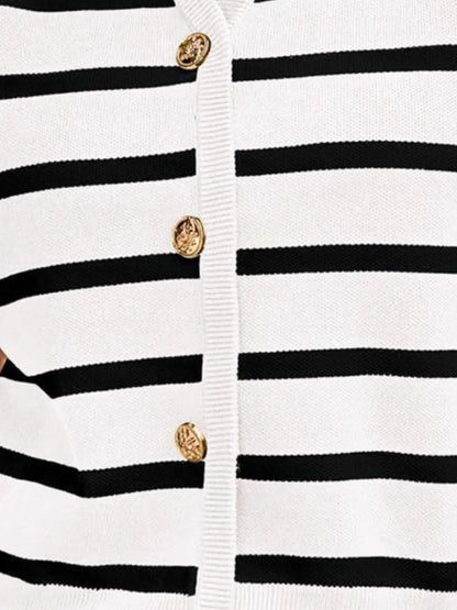 Striped Button-Front Sweater Vest - Tigbul's Variety Fashion Shop