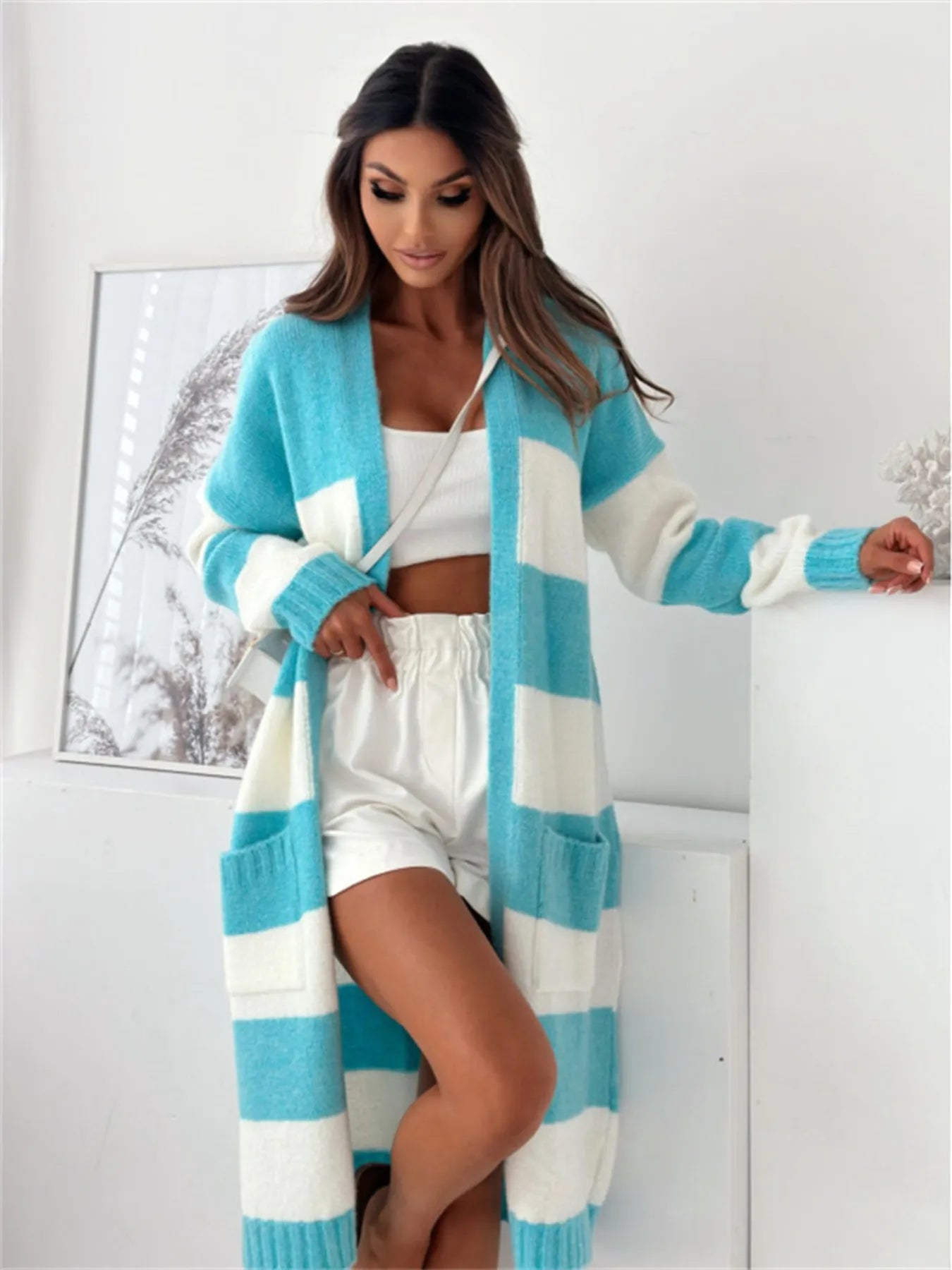 Color Block Open Front Cardigan - Tigbul's Variety Fashion Shop