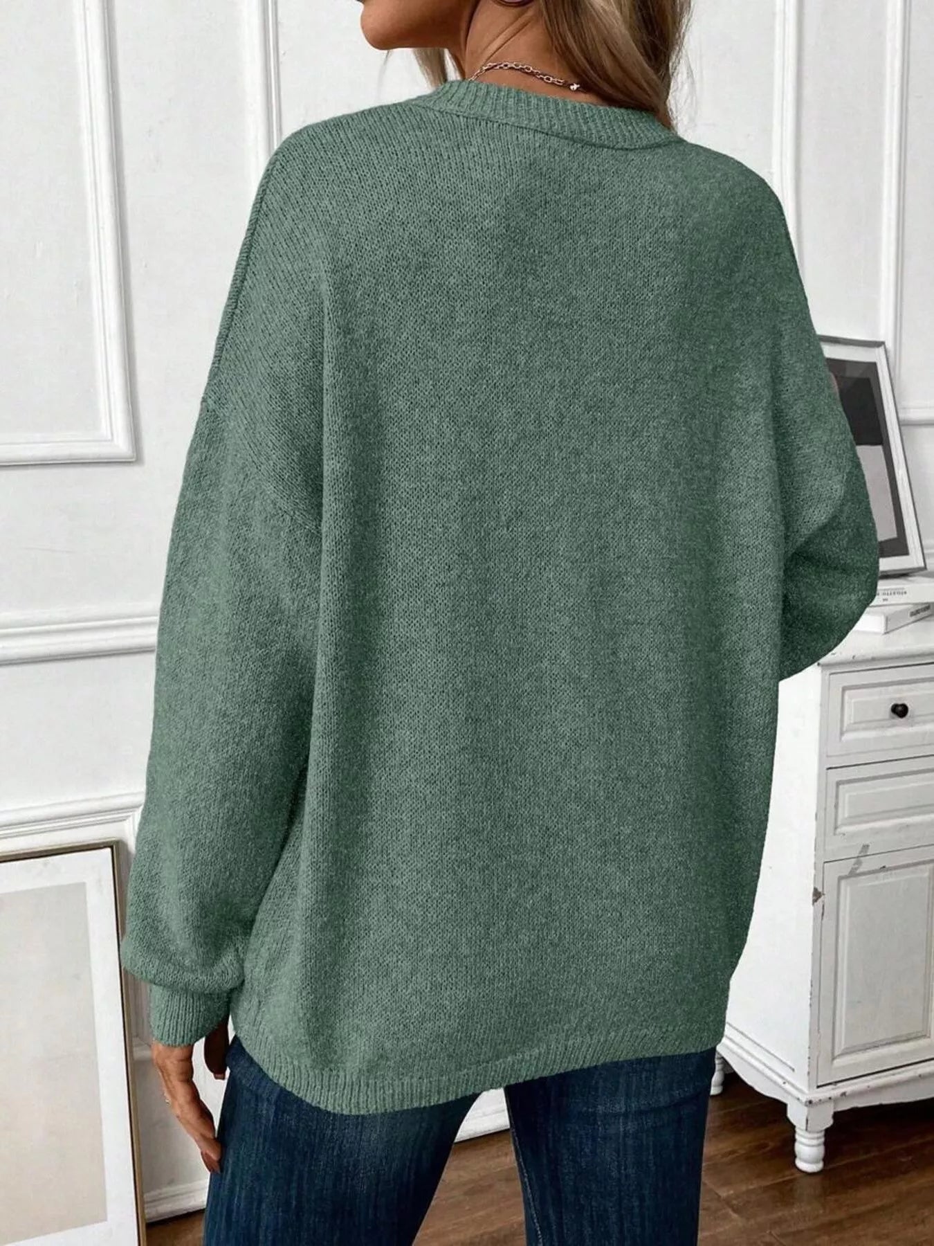 Loose-Fit Dropped Shoulder Sweater - Tigbul's Variety Fashion Shop