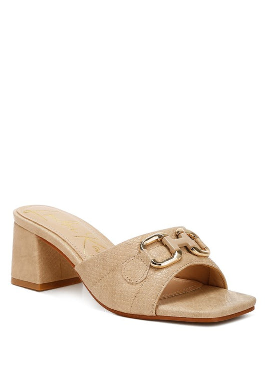 Bellamy Horsebit Detail Snake Print Sandals - Tigbul's Variety Fashion Shop